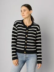 Strickjacke HENNI white/black striped