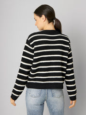 Strickjacke HENNI white/black striped