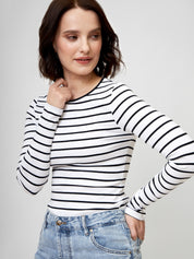 Longsleeve LINNEA white/black striped