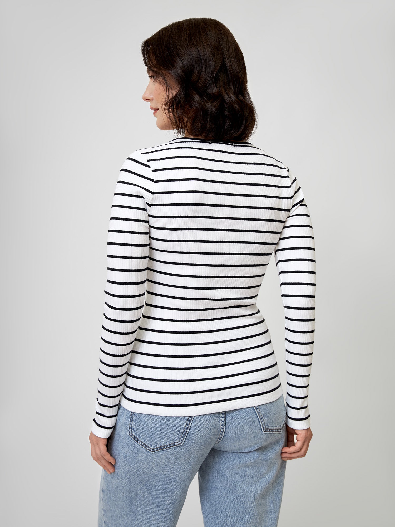 Longsleeve LINNEA white/black striped
