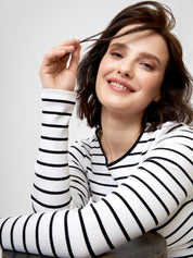 Longsleeve LINNEA white/black striped