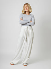 Leinenhose ZOE pinstripe white