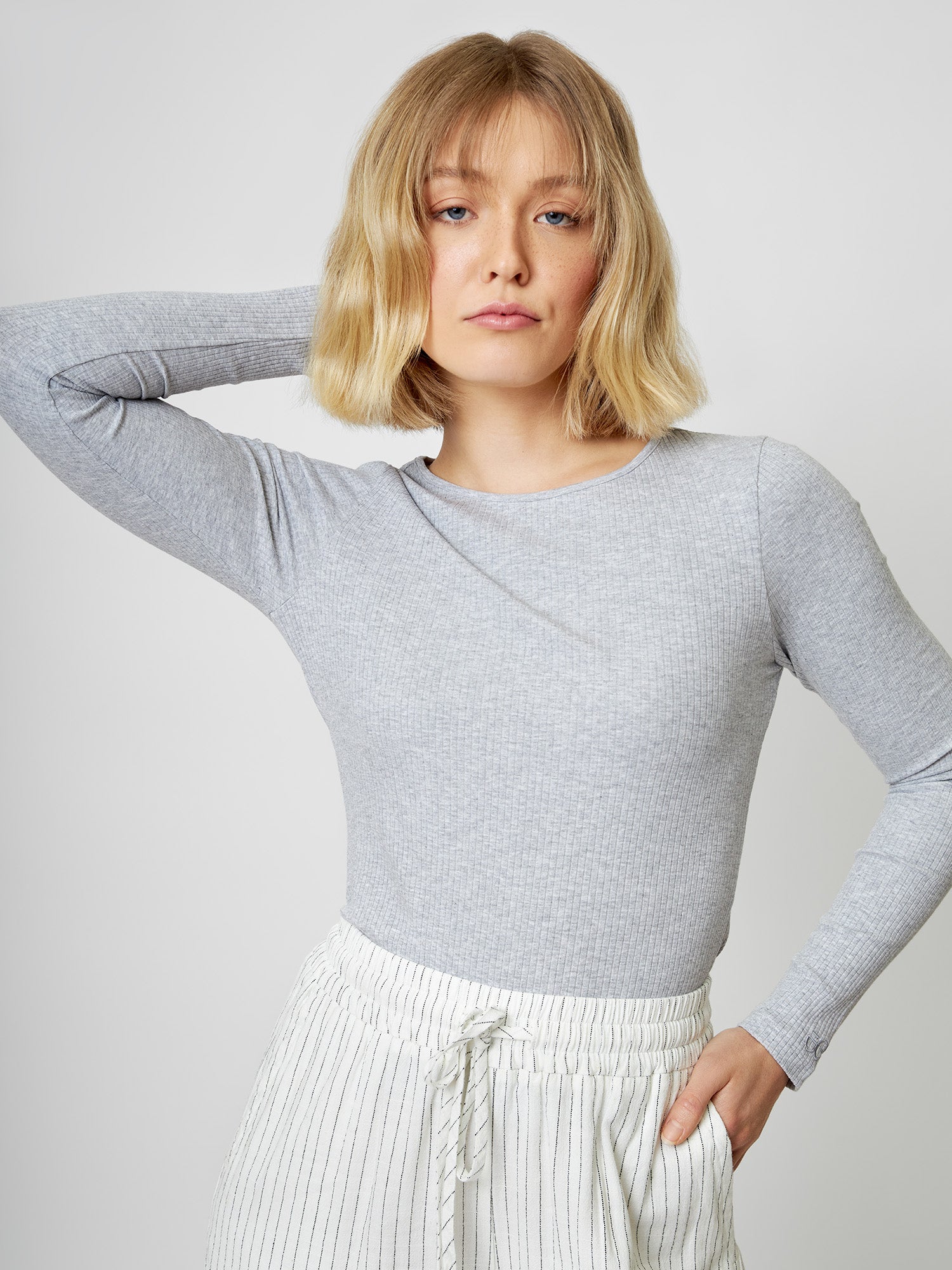 Longsleeve LINNEA light grey melange