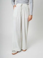 Leinenhose ZOE pinstripe white