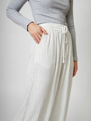 Leinenhose ZOE pinstripe white