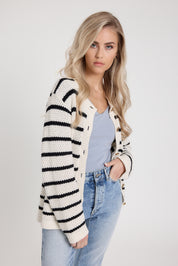 Strickjacke HENNI black/white striped