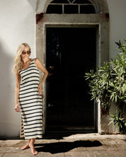 Strickkleid HELENA black/white striped