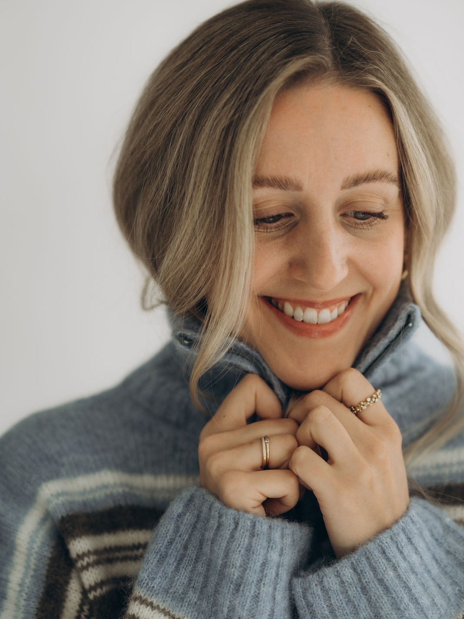 Zipperjacke GRETA brown/blue striped