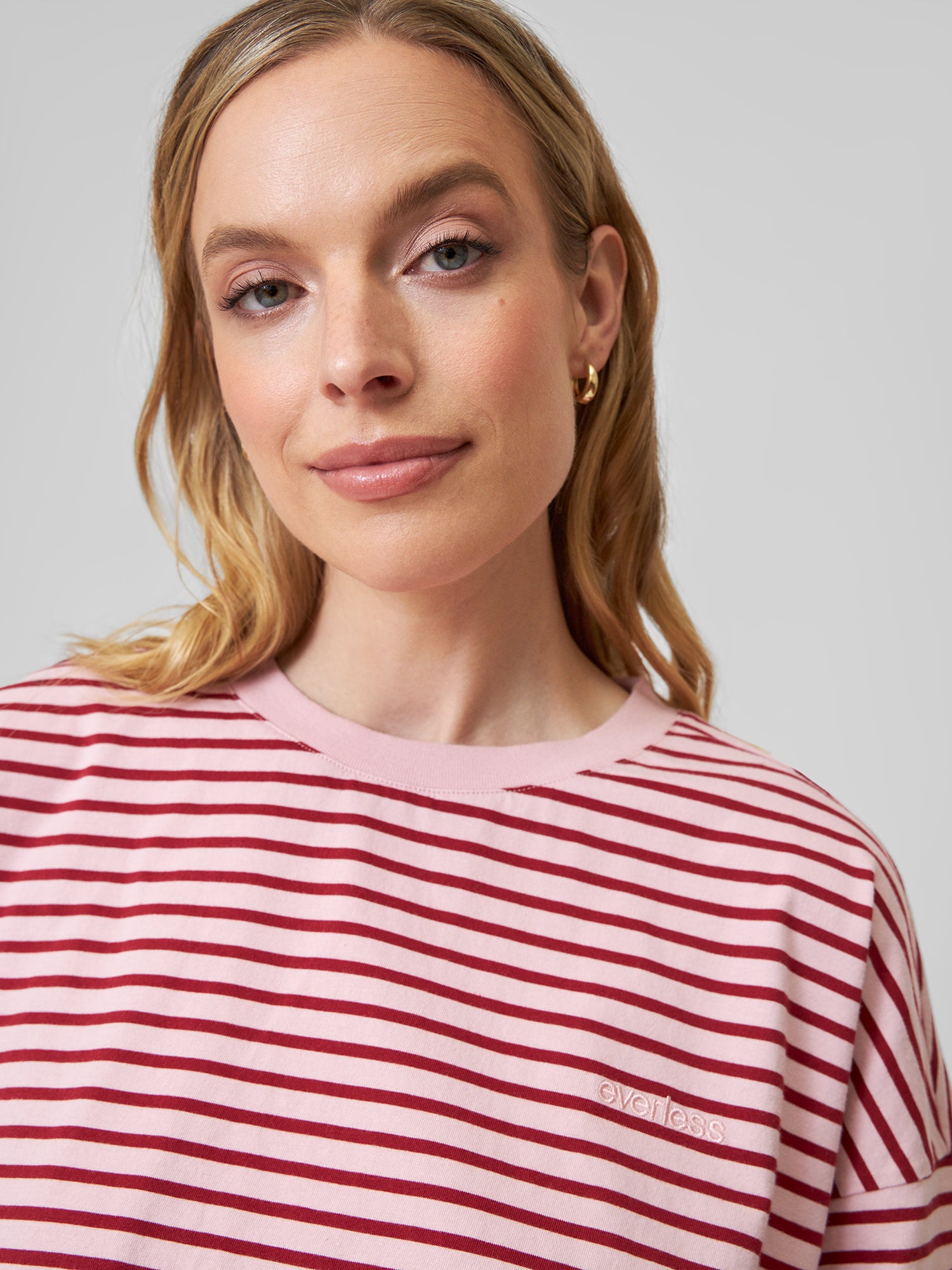 T-Shirt PHILIPPA cropped rose/cherry striped