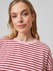 T-Shirt PHILIPPA cropped rose/cherry striped