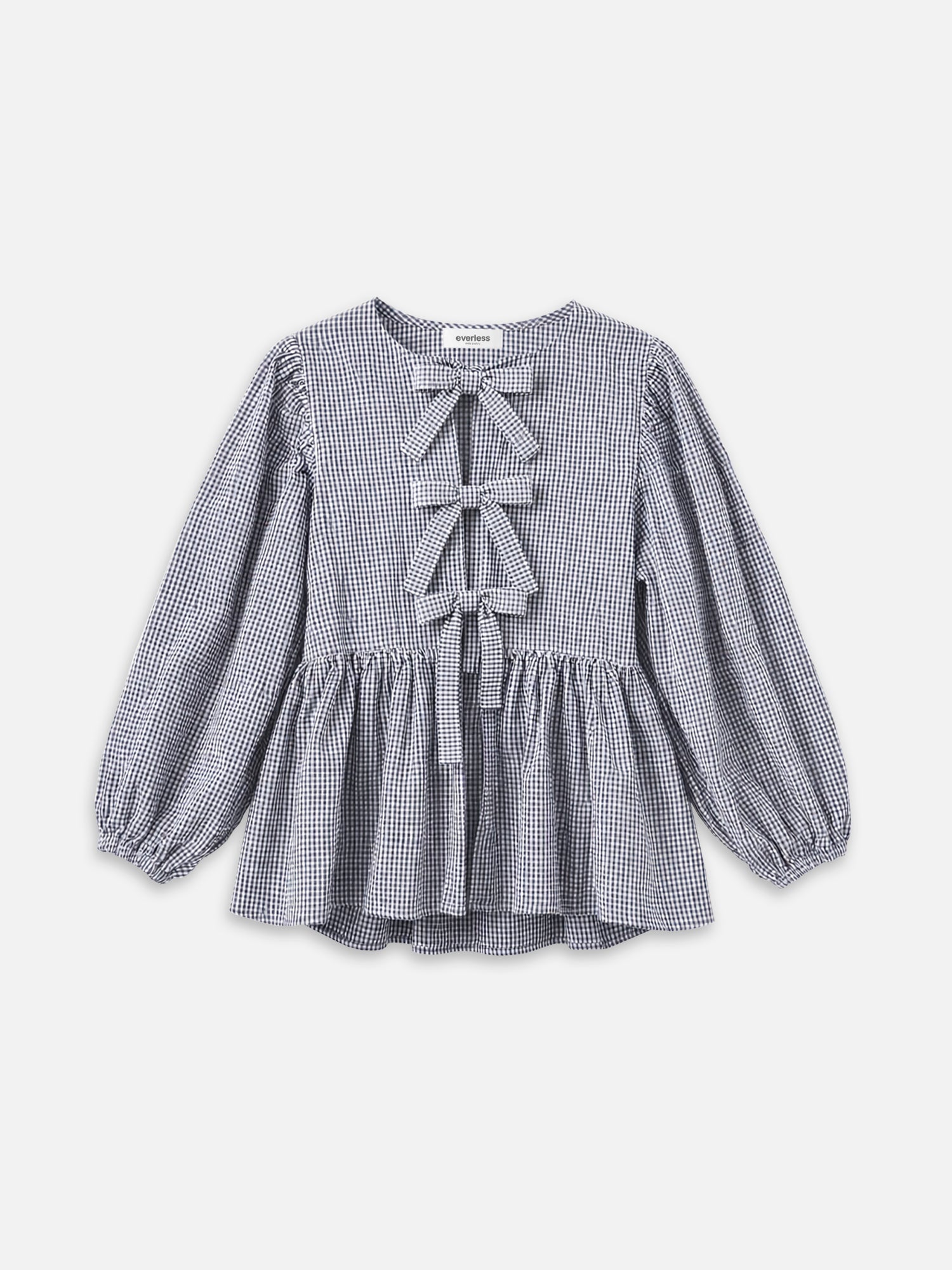 Blues FENJA mit blau weißem Gingham-Muster und drei Schleifen