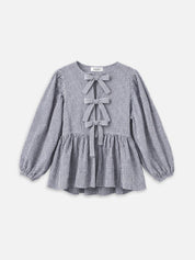 Blues FENJA mit blau weißem Gingham-Muster und drei Schleifen