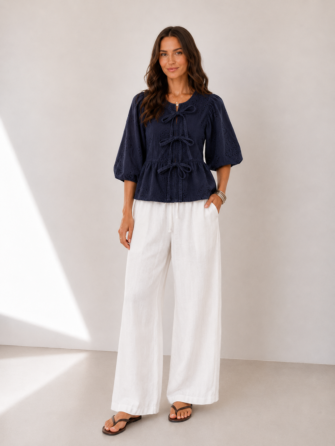 Bluse FENJA summer night embroidery