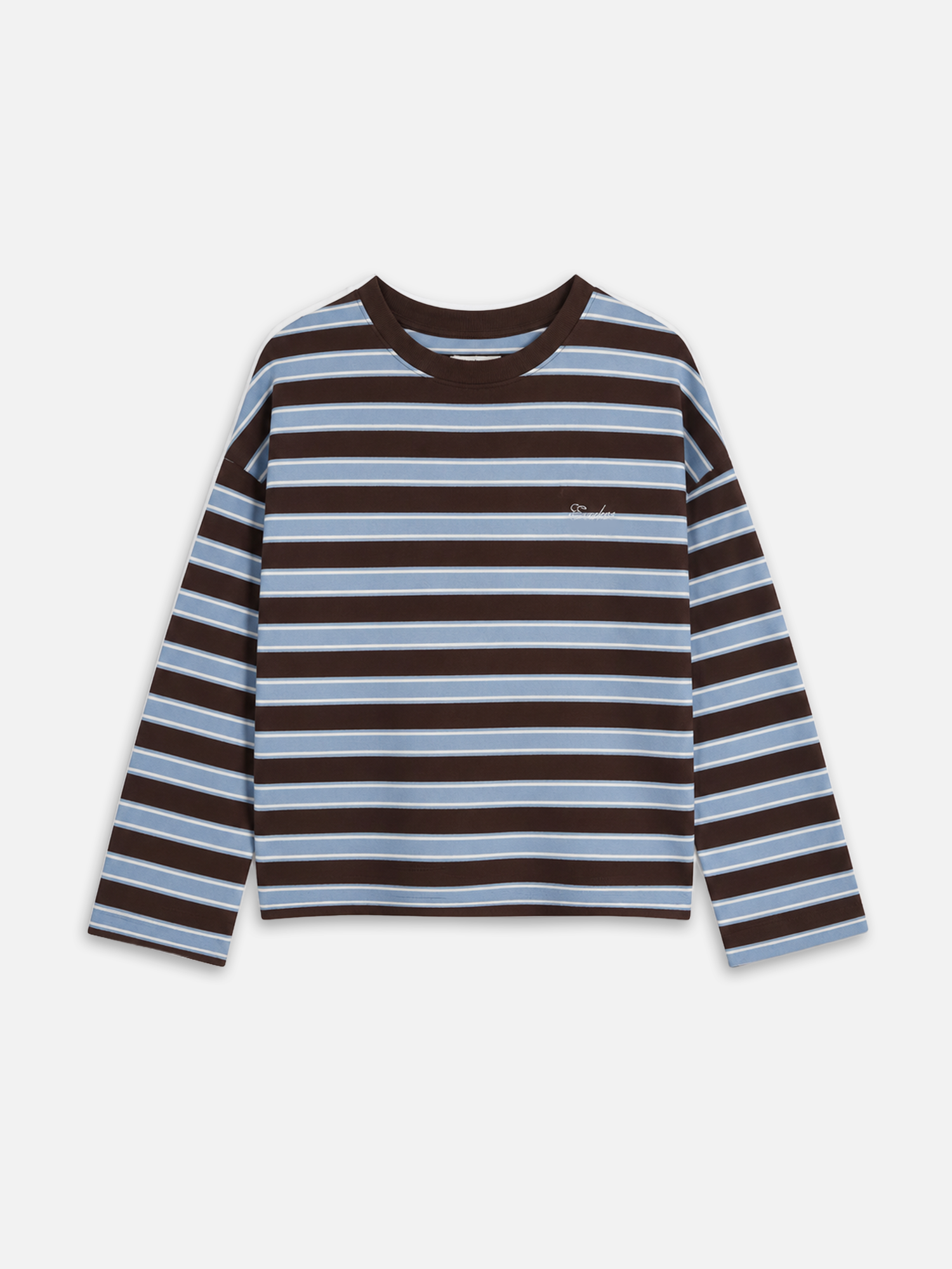 Longsleeve CARA mit hellblau und braunen Streifen