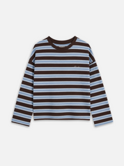 Longsleeve CARA mit hellblau und braunen Streifen