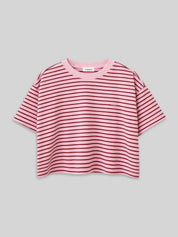 T-Shirt PHILIPPA cropped rose/cherry striped