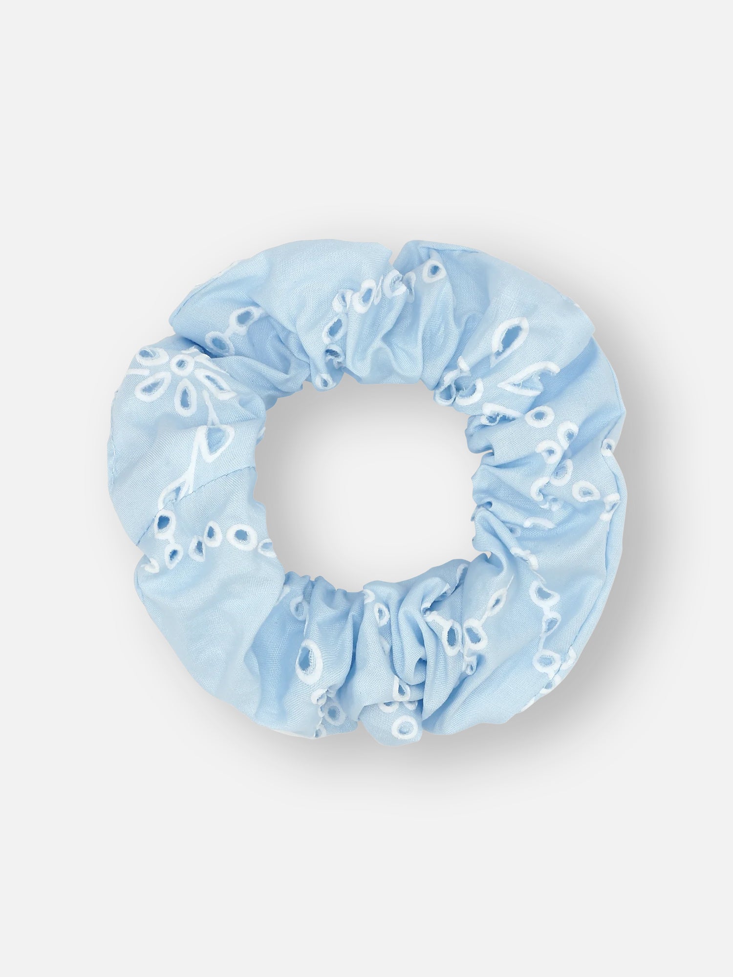 Scrunchie FLORAL BRODERIE in der Farbe Bubblegum-Blau