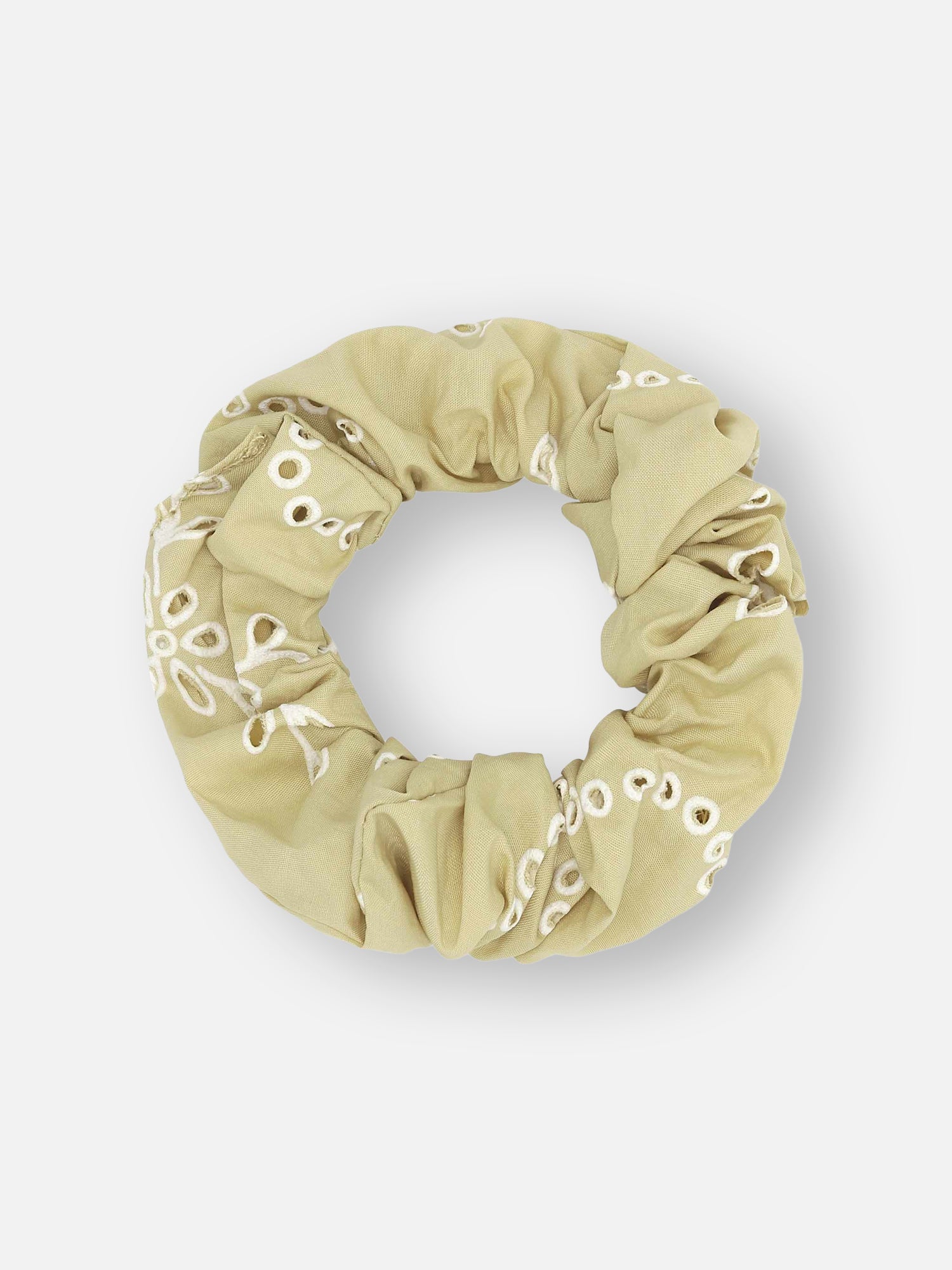 Scrunchie FLORAL BRODERIE in der Farbe Pistachio mit Blumenmuster