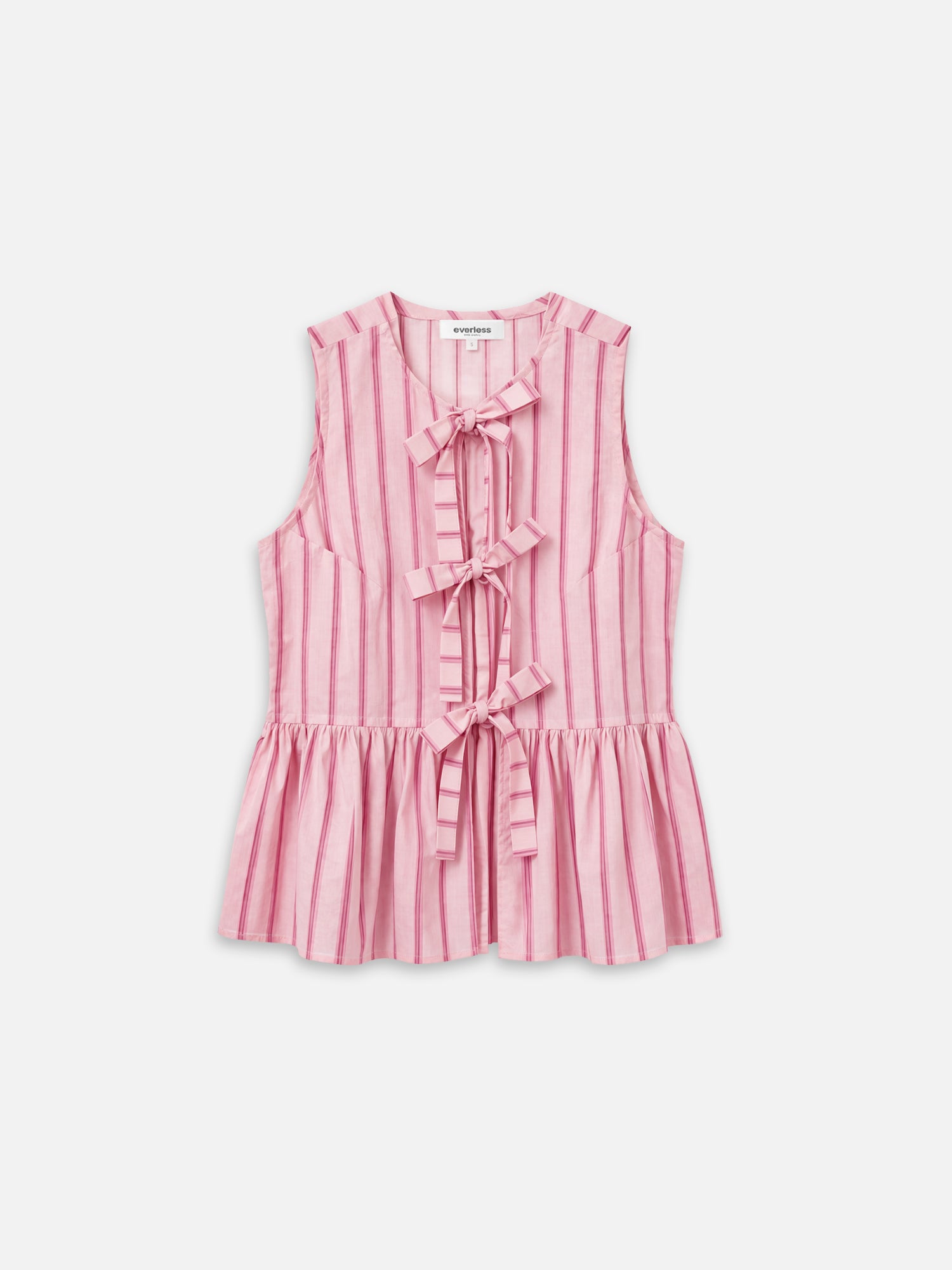 Bluse ALMA mit Streifen in der Farbe rose cherry mit drei Schleifen