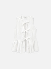 Bluse ALMA in Weiß mit Schleifen
