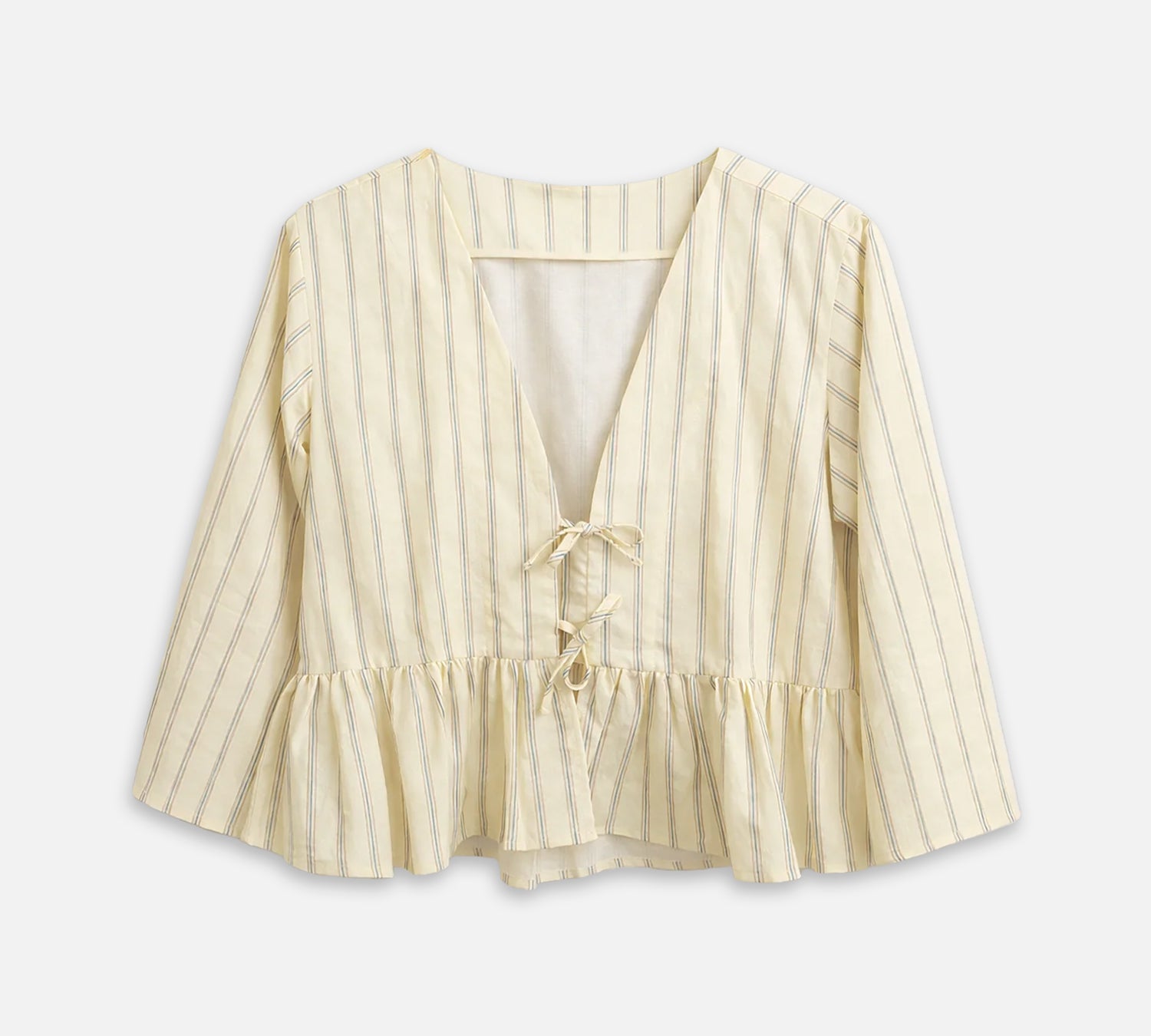 Gestreifte Bluse IDA in butteryellow mit Schleifen