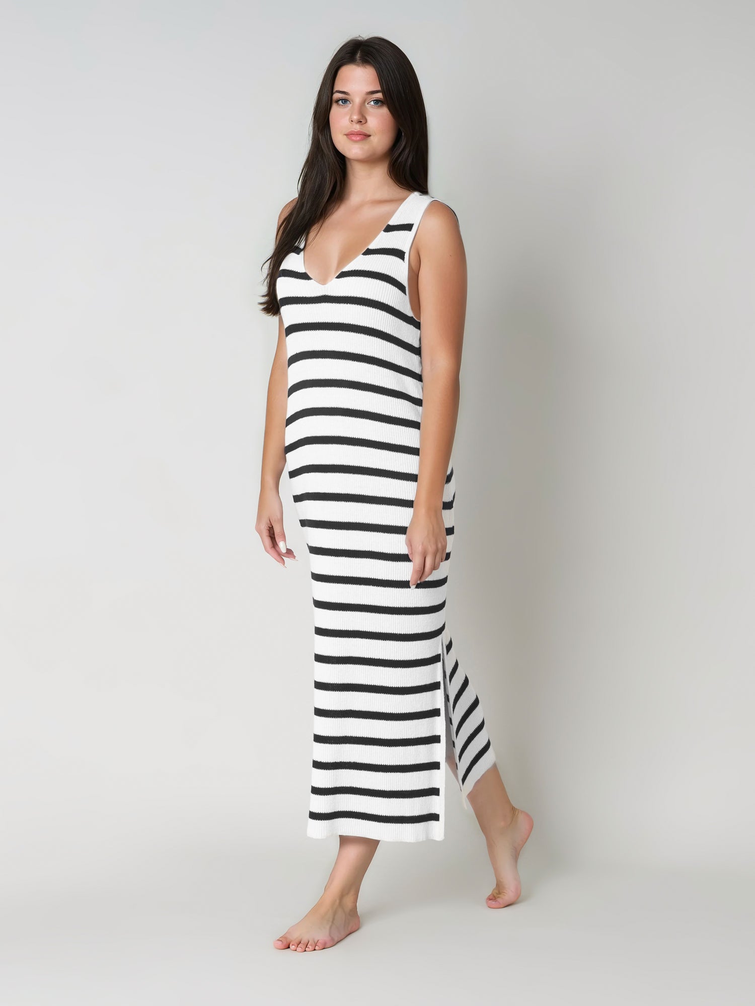 Strickkleid HELENA black/white striped