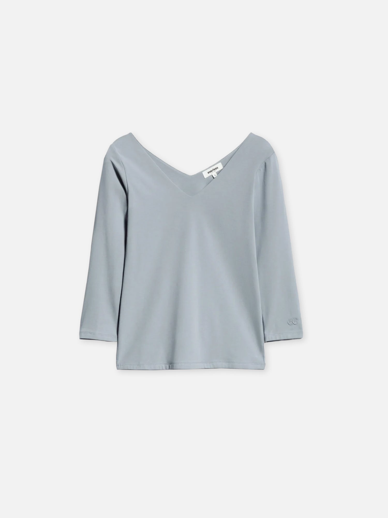 Longsleeve GABY in der Farbe dusty blue mit V-Ausschnitt