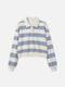 Sweater SUE cropped dusty blue/white striped