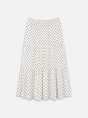 Gestufter Rock EBBA in weiß mit dunkelbraunen Polka Dots