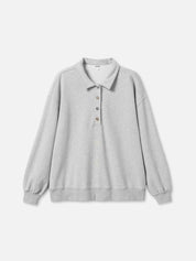 Sweater SUE mit Knopfleiste in der Farbe grau melange