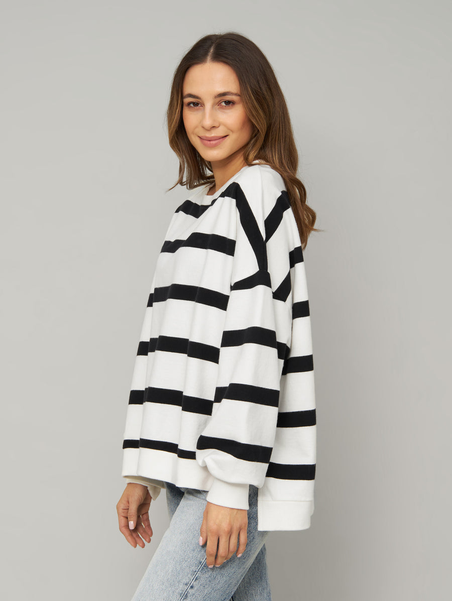 Sweater Laura white/black striped