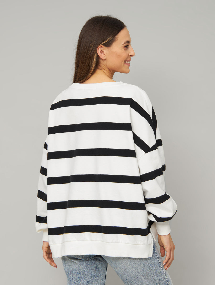 Sweater Laura white/black striped
