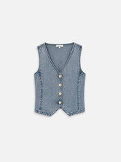 Jeansweste SYLVA in blau und Knopfleiste